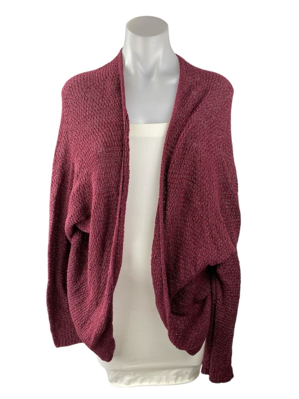 Urban Outfitters BDG Maroon Red Open Front Long Sleeve Cardigan Sweater Top XS
